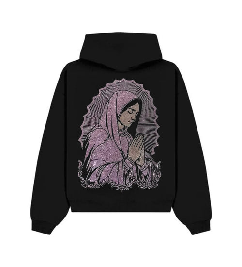 Virgin Mary Rhinestone Hoodie